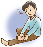 水虫に悩む人のイラスト