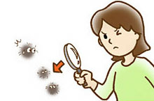 虫メガネで見ている人のイラスト